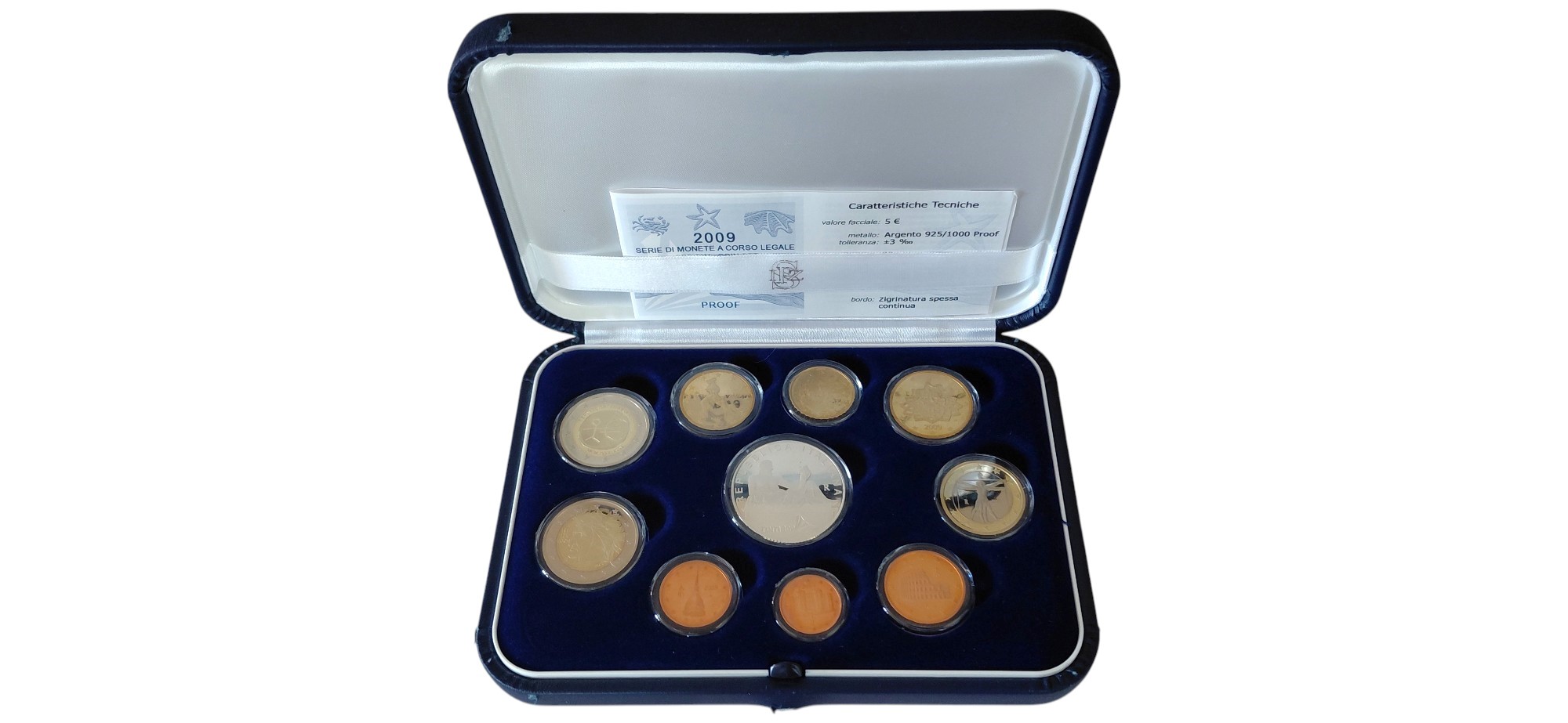 Italia, Divisionale in euro “Fondo Specchio” (Proof - PP), 2009, XIII Campionati mondiali di Nuot...