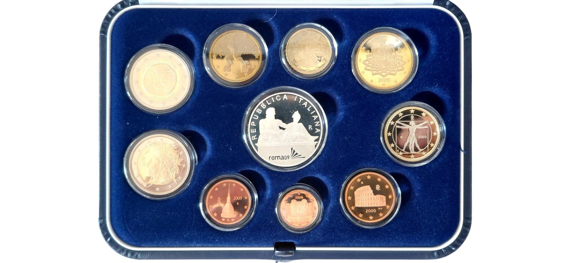 Italia, Divisionale in euro “Fondo Specchio” (Proof - PP), 2009, XIII Campionati mondiali di Nuot...