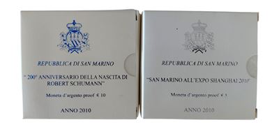 San Marino, 2010, 5 e 10 Euro FS, prova in argento 925‰ (doppia emissione, Expo Shanghai 2010 e R...