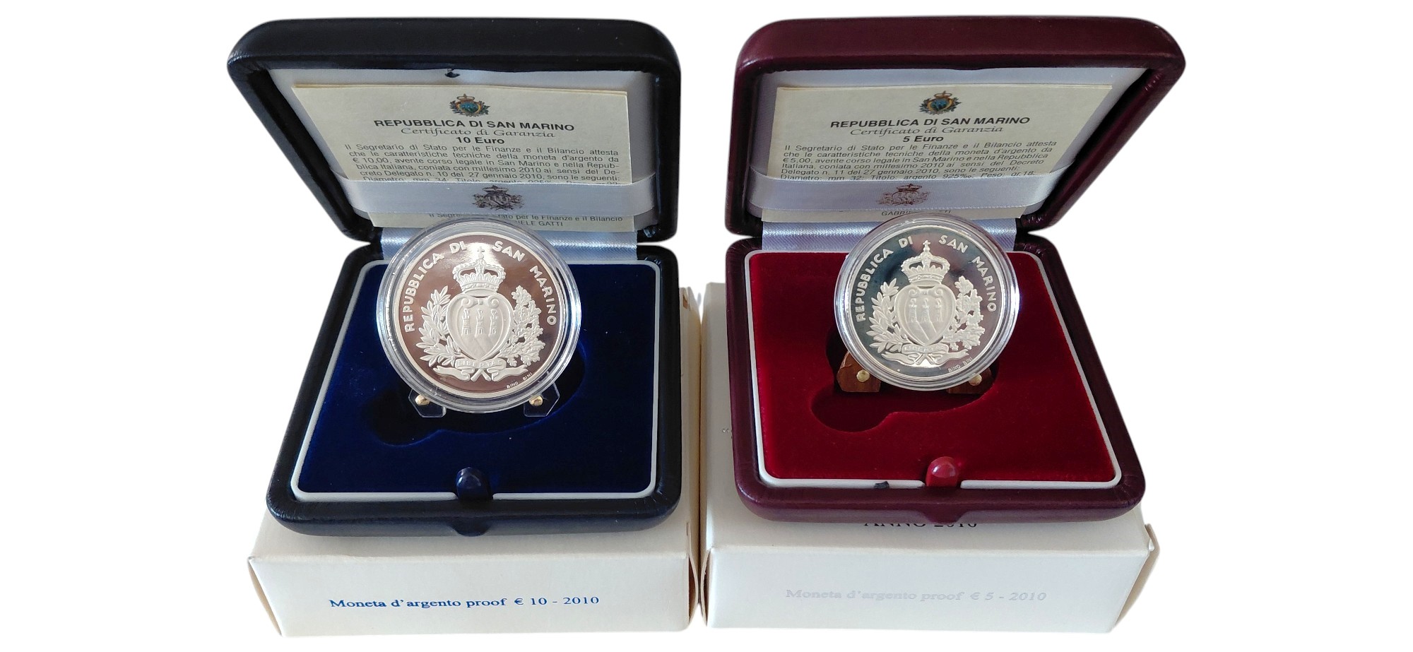 San Marino, 2010, 5 e 10 Euro FS, prova in argento 925‰ (doppia emissione, Expo Shanghai 2010 e R...