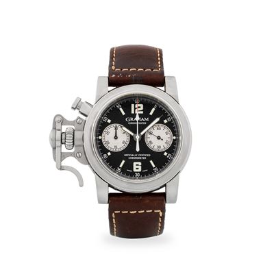 Chronofighter in acciaio con quadrante nero, movimento automatico calibro G1722