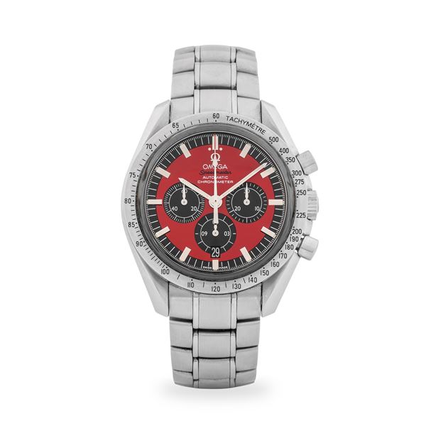Omega - Speedmaster "The Legend Collection - Michael Schumacher" ref. 3506.61.00 in acciaio, quadrante rosso con contatori neri, con garanzia originale, circa 2000