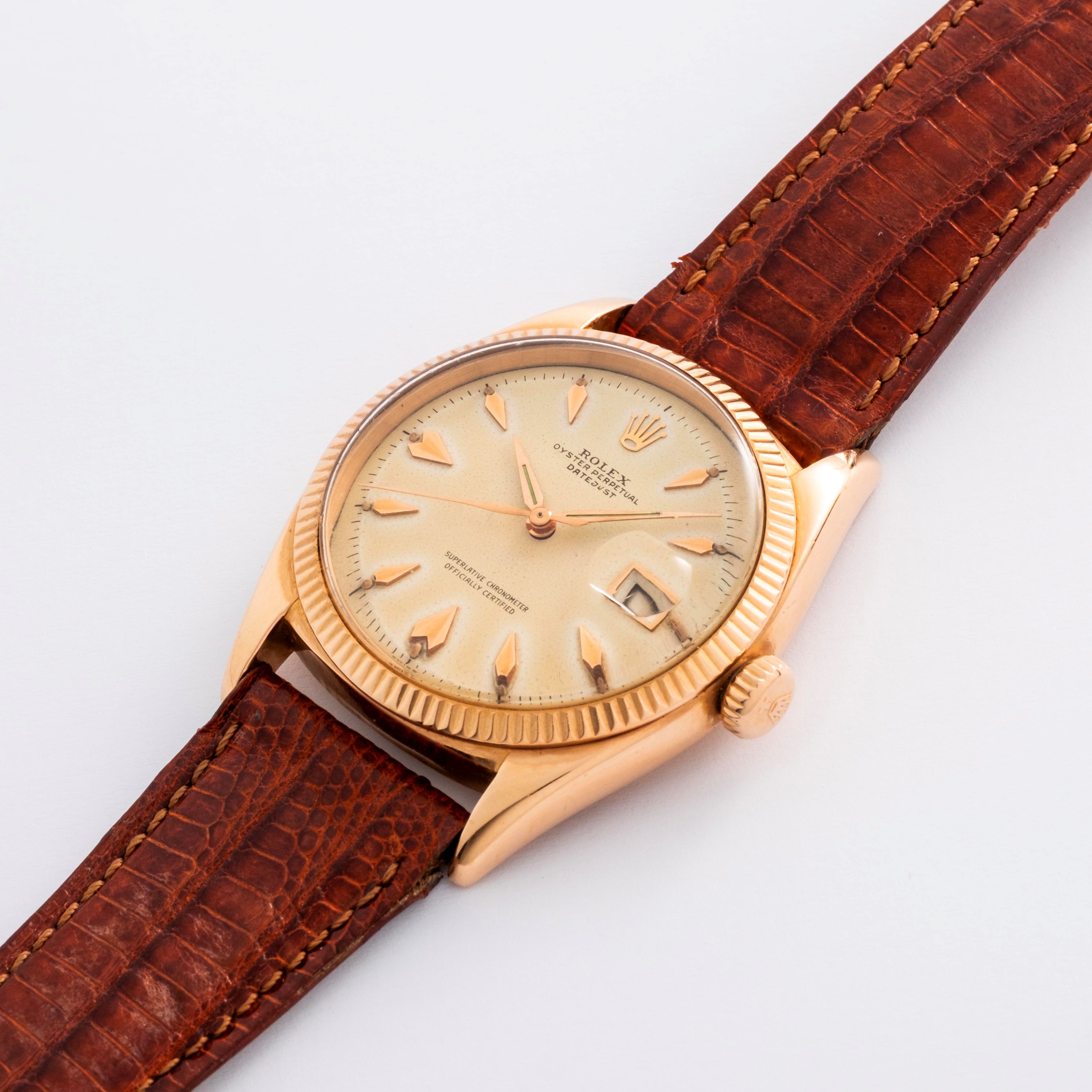 Rolex - Datejust Ref. 6605 in oro giallo 18k con quadrante champagne (circa 1956)