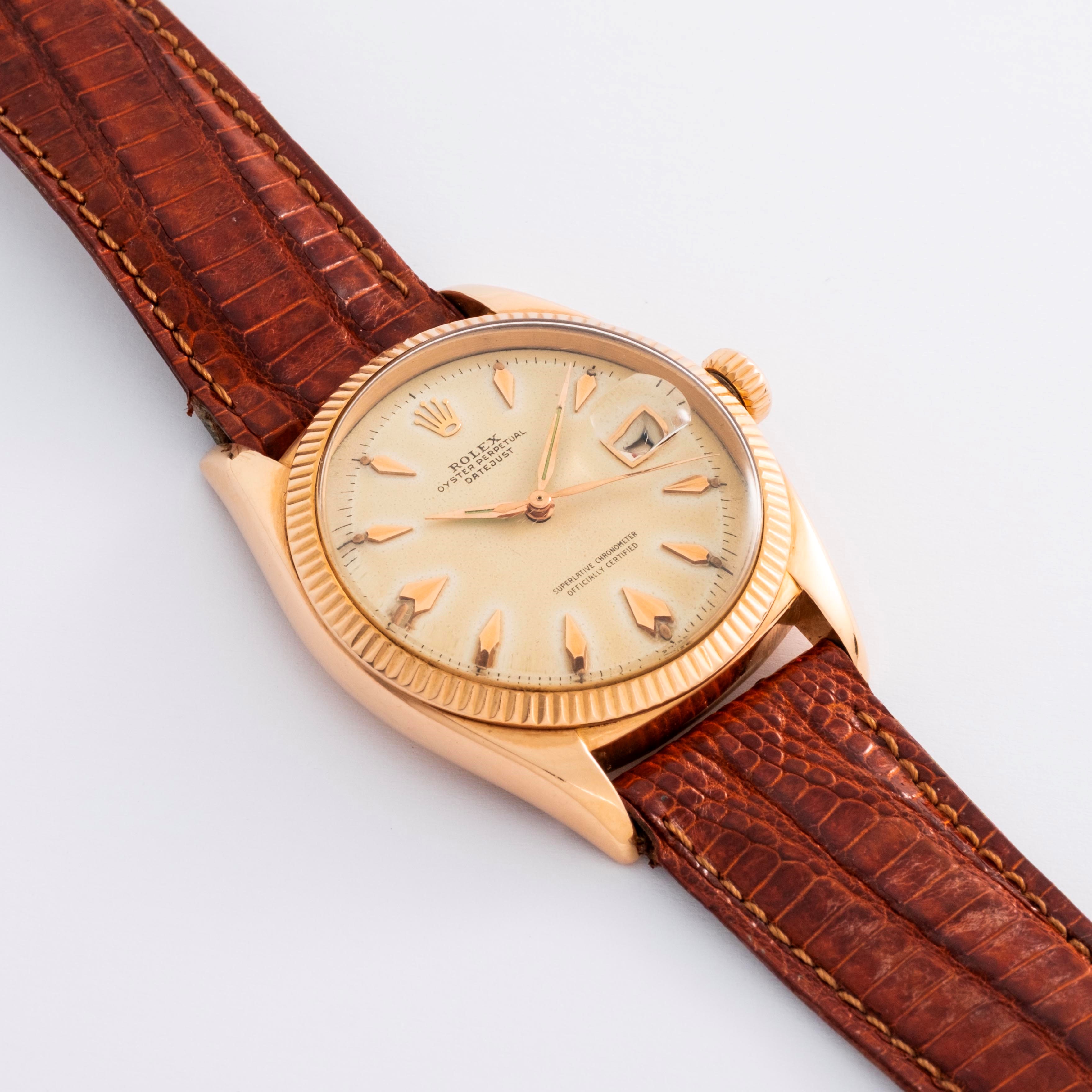 Rolex - Datejust Ref. 6605 in oro giallo 18k con quadrante champagne (circa 1956)