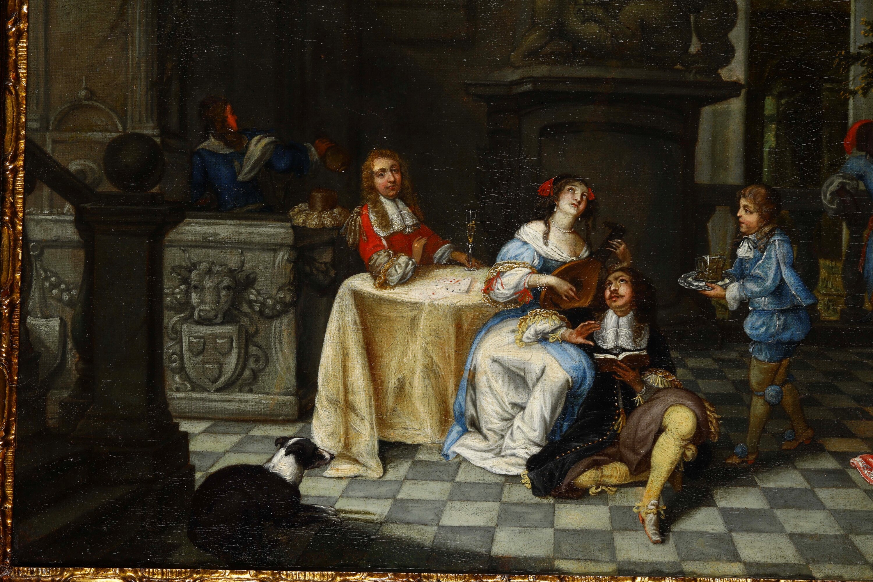 Jan Baptist Monteyne (attivo Ad Anversa Intorno al 1717-1718) - Scena galante in giardino, olio s...