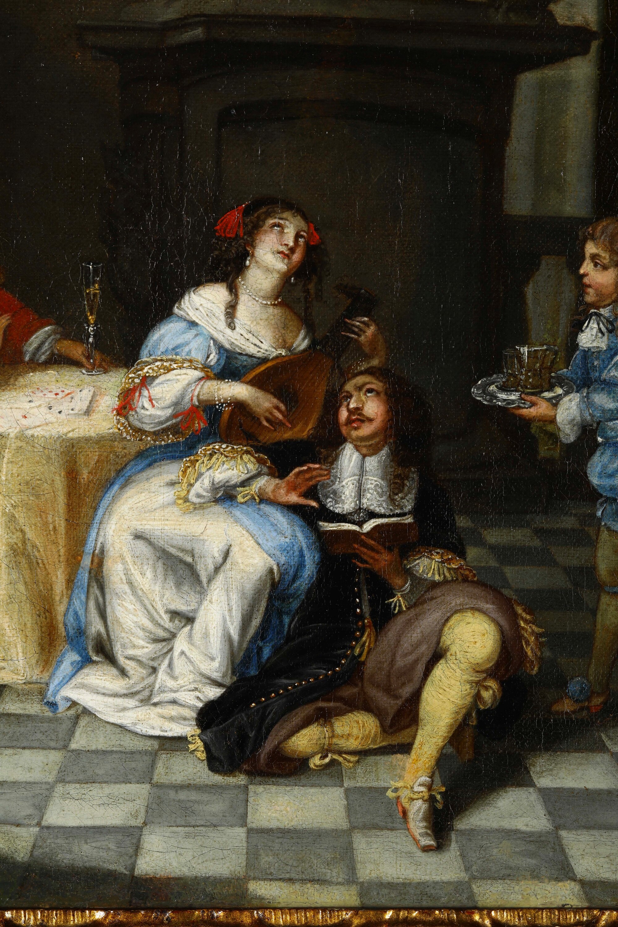 Jan Baptist Monteyne (attivo Ad Anversa Intorno al 1717-1718) - Scena galante in giardino, olio s...