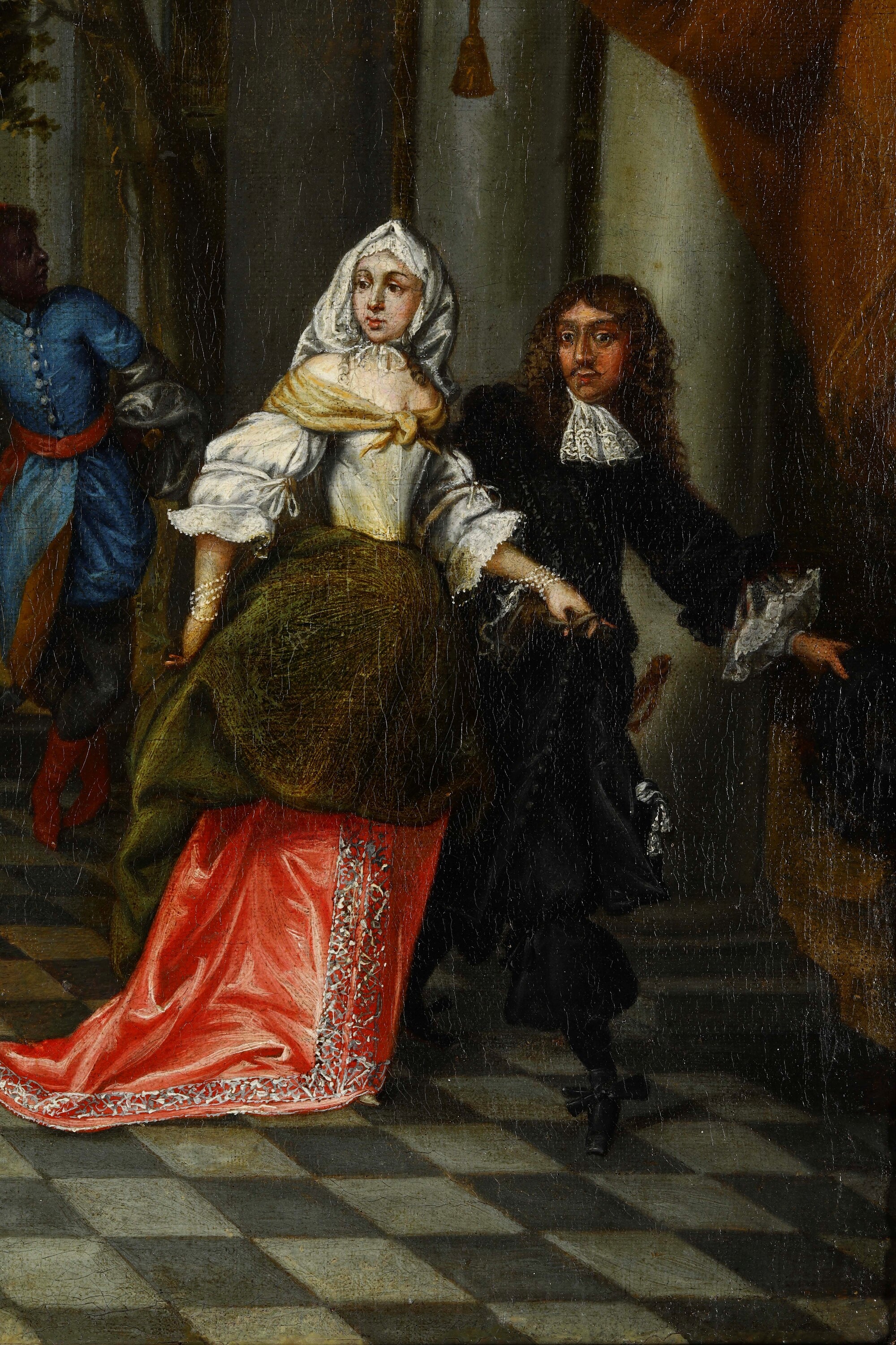 Jan Baptist Monteyne (attivo Ad Anversa Intorno al 1717-1718) - Scena galante in giardino, olio s...