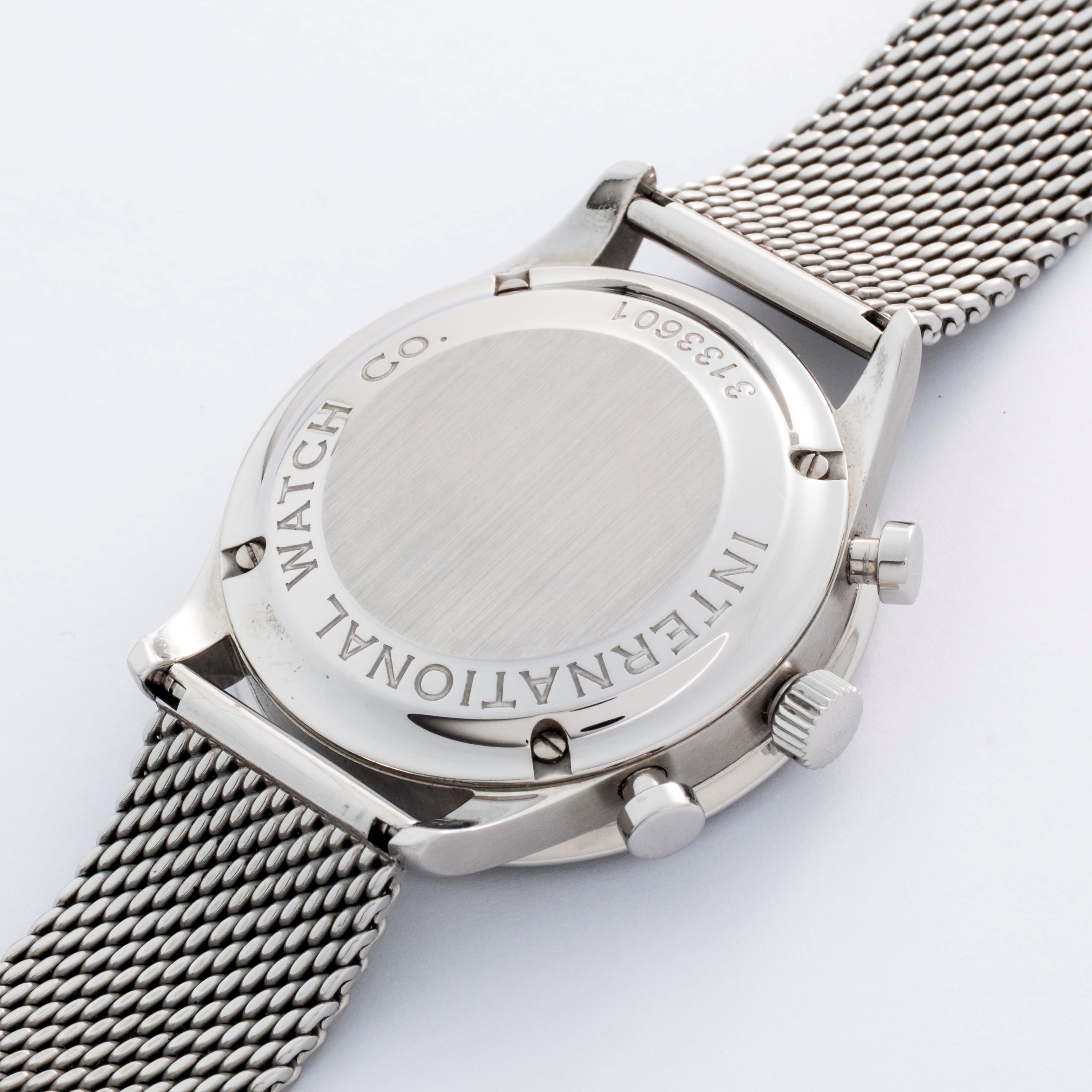 Iwc - Cronografo Portoghese ref. 3714, acciaio, quadrante nero con contatori argentè