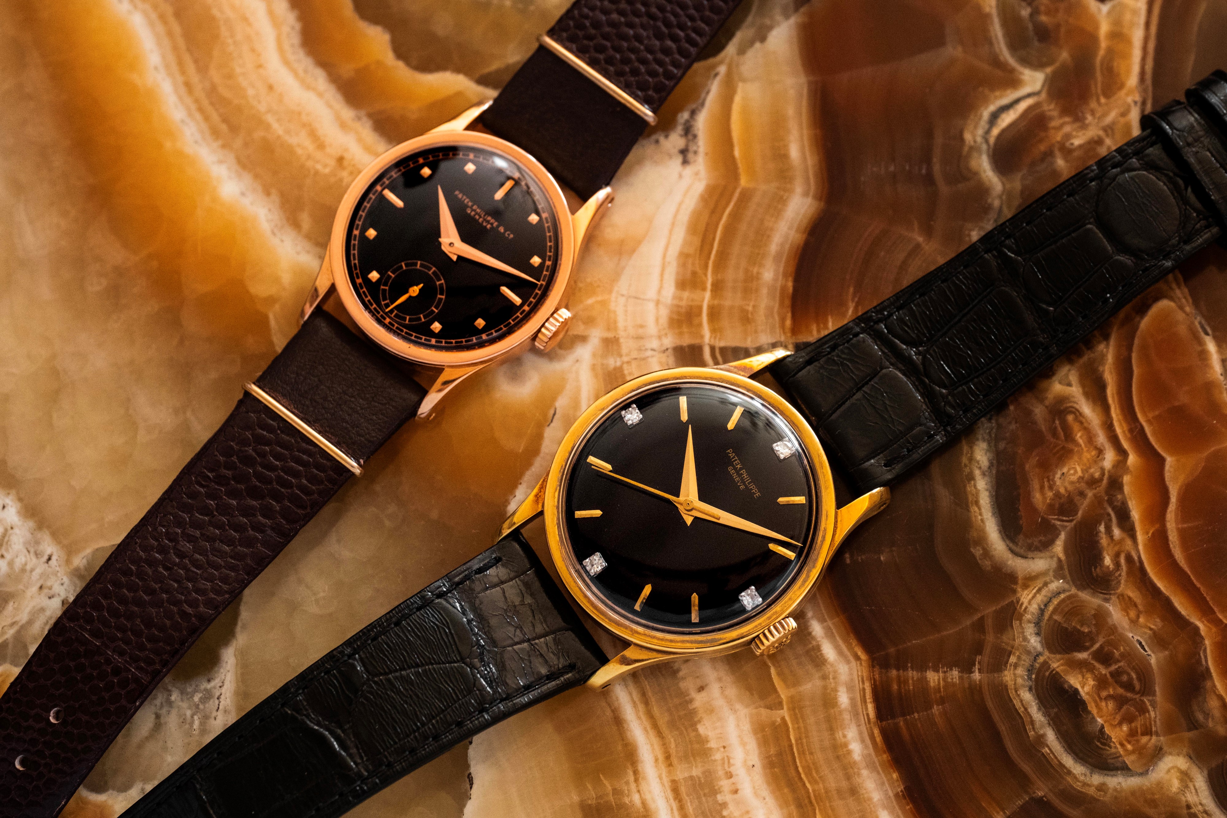 Patek Philippe - Calatrava ref. 570 in oro giallo 18k con quadrante nero lucido a specchio e diam...