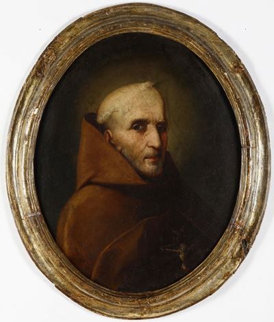 Scuola del nord Italia del XVII secolo, Ritratto di frate, olio su tela ovale