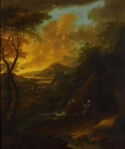 Scuola del XVIII secolo, Sant’Antonio abate in eremitaggio, olio su tela