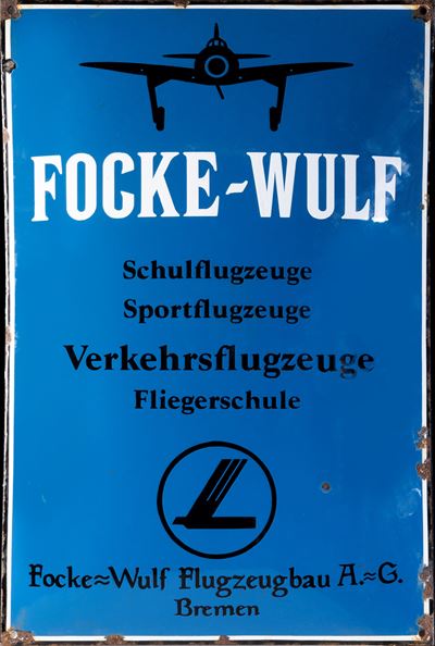 Focke-Wulf, Insegna smaltata bombata per aereo cacciabombardiere