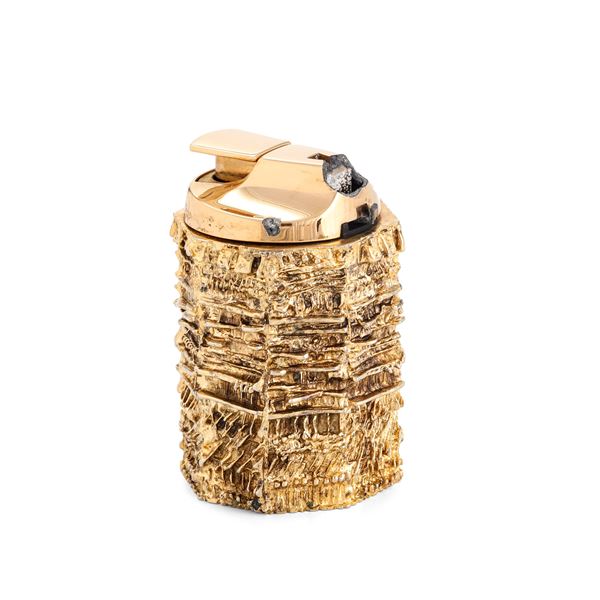 Accendino da tavolo. Argenteria artistica italiana del XX-XXI secolo. Su modello di Arnaldo Pomodoro