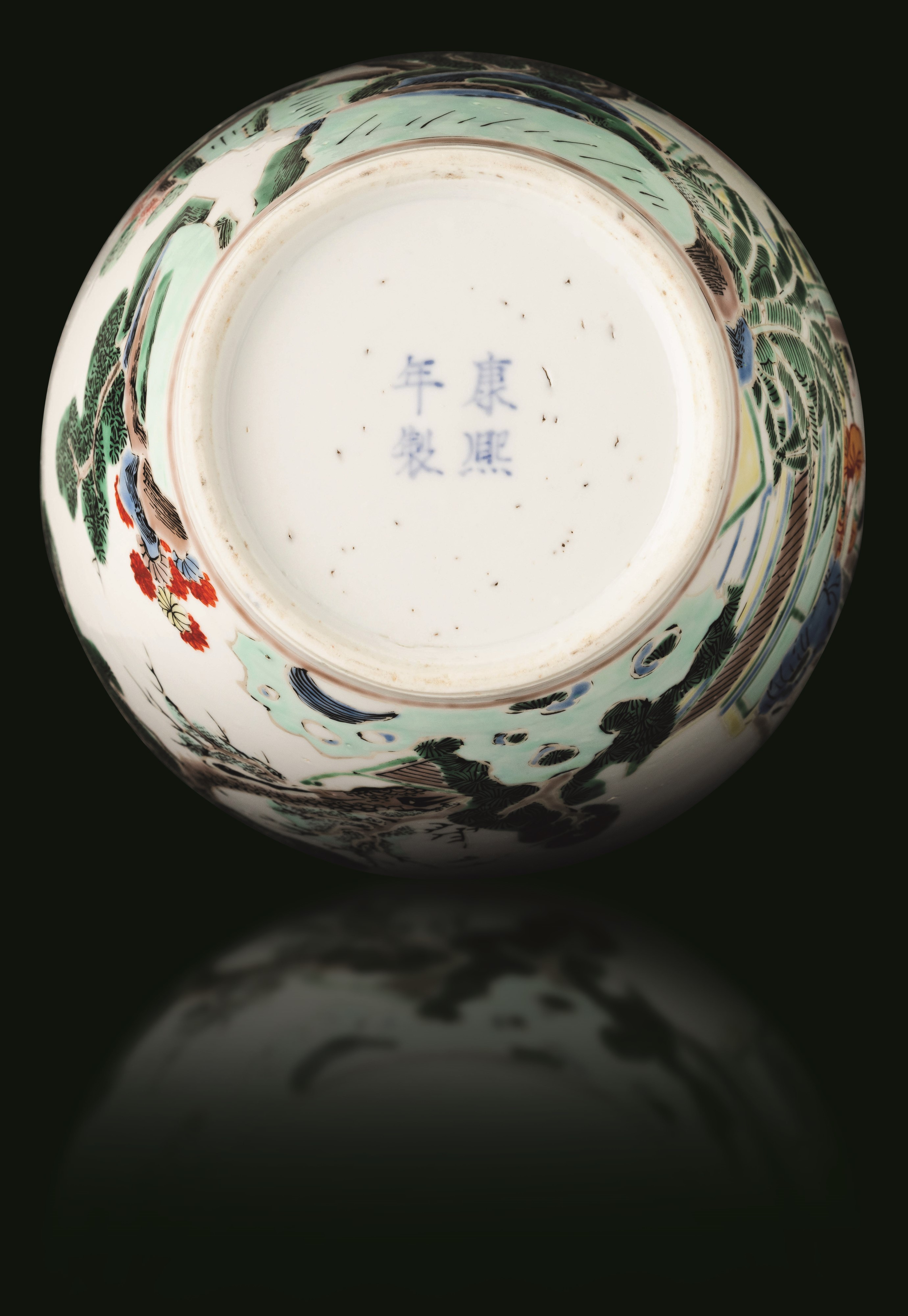 Cina, Dinastia Qing (XIX secolo), Vaso a doppia zucca in porcellana Famiglia Verde con scena di v...