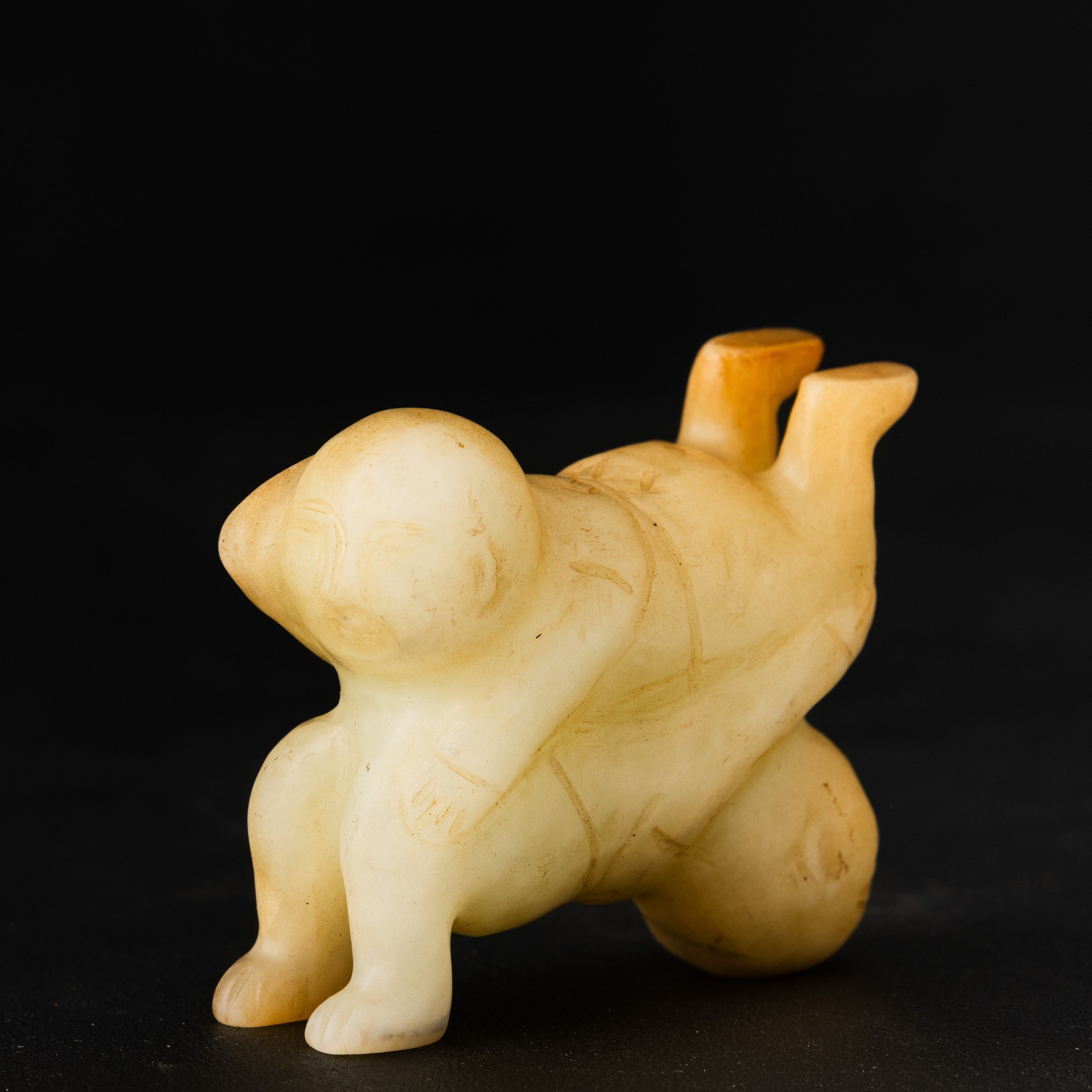 Cina, Figura di bambini in giada celadon, Dinastia Qing (XIX secolo)