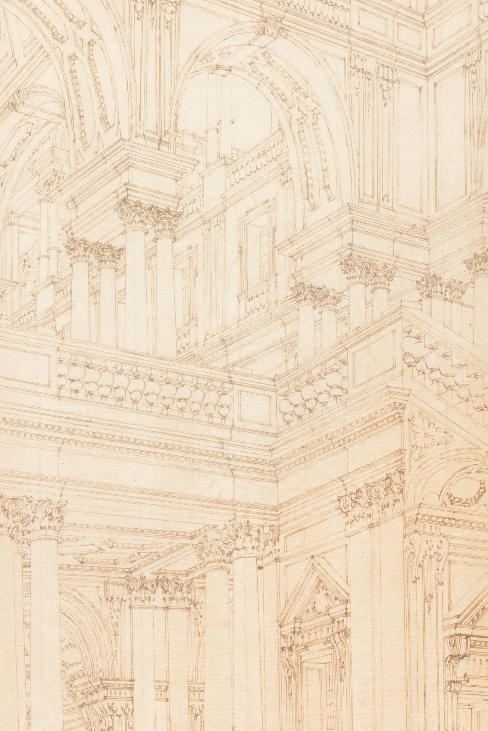 Ferdinando Galli Detto Ferdinando Galli da Bibbiena - Scenografia architettonica con portici, vol...