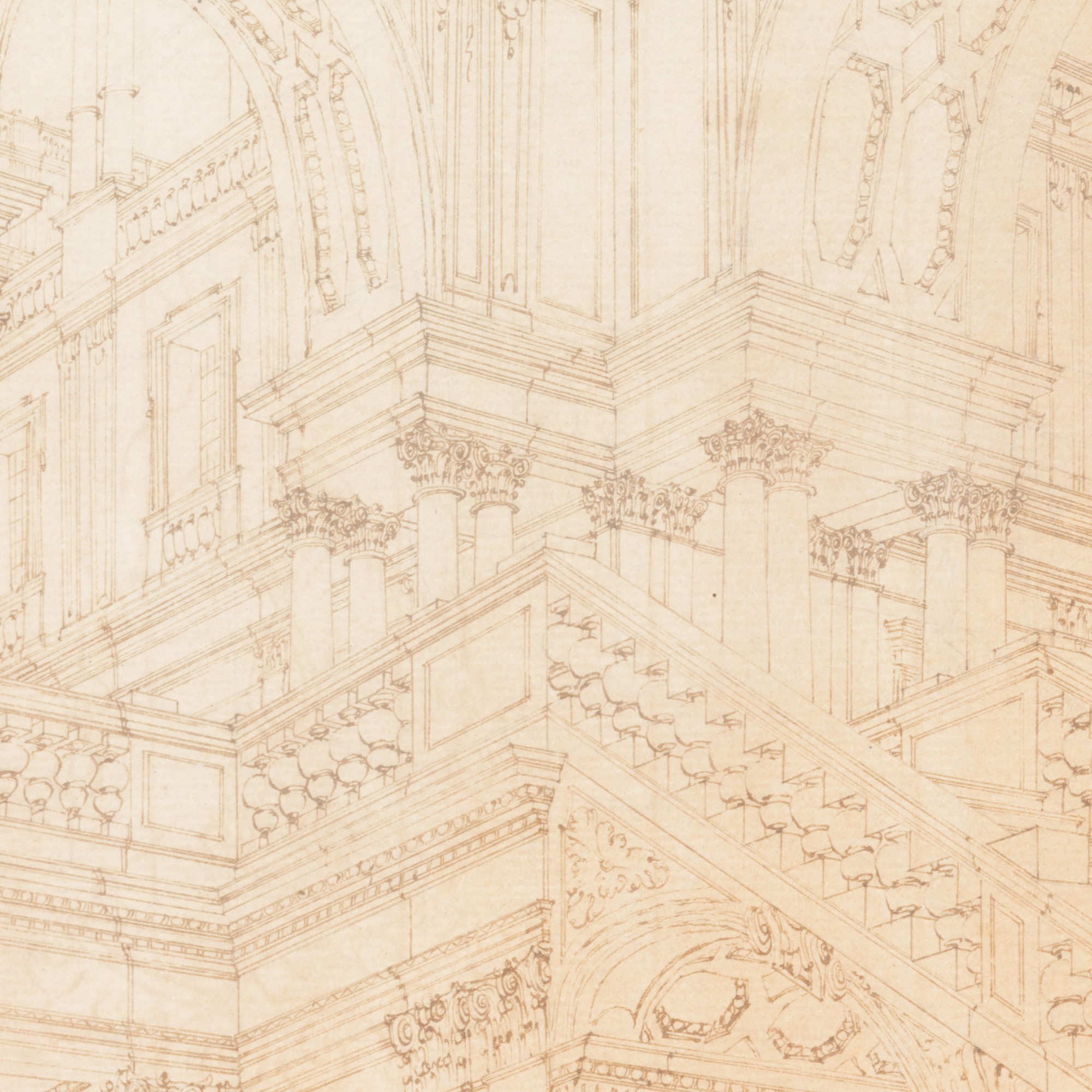 Ferdinando Galli Detto Ferdinando Galli da Bibbiena - Scenografia architettonica con portici, vol...