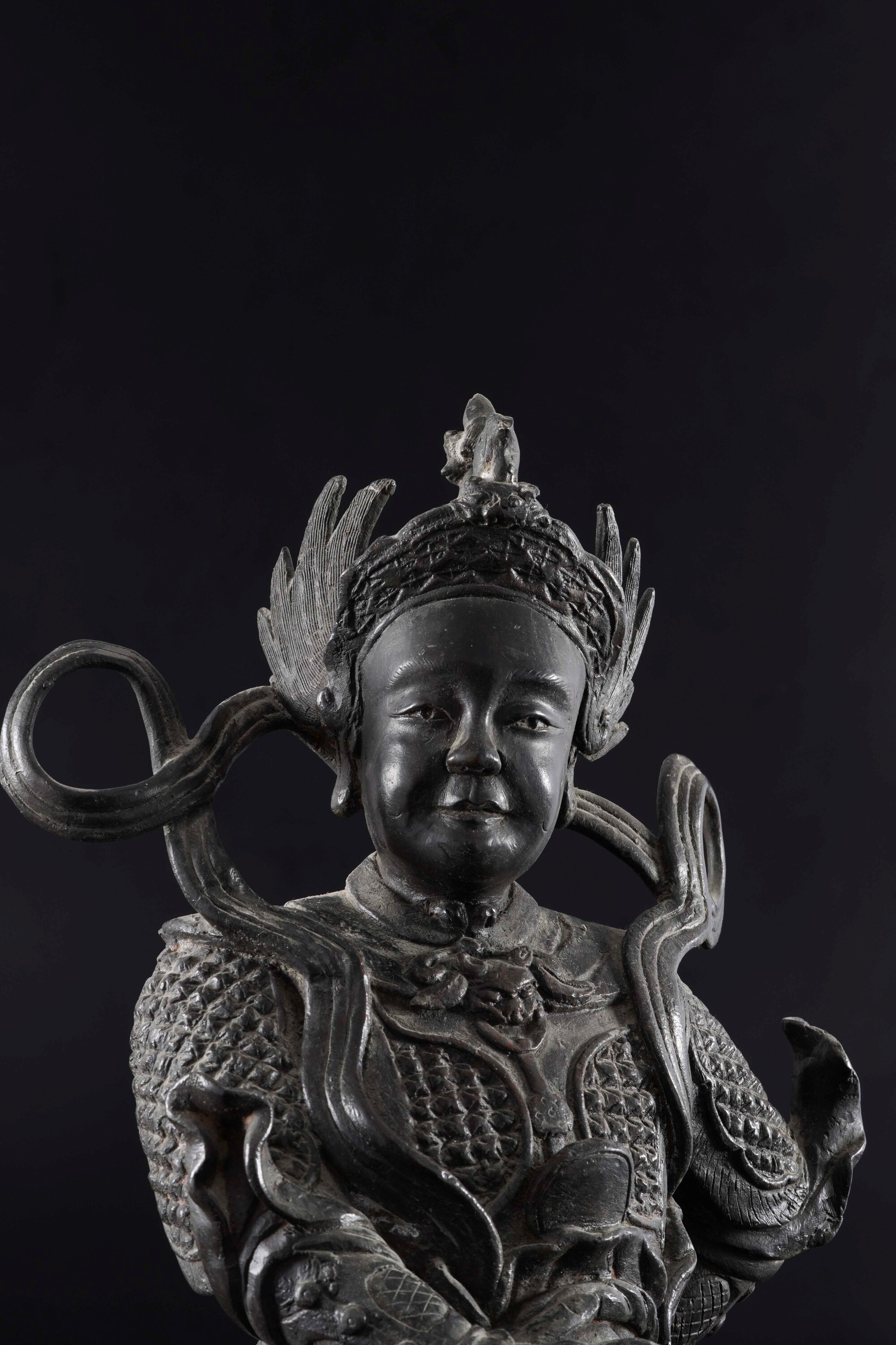 Skanda Bodhisattva, Grande figura in bronzo, Dinastia Ming (XVII secolo)