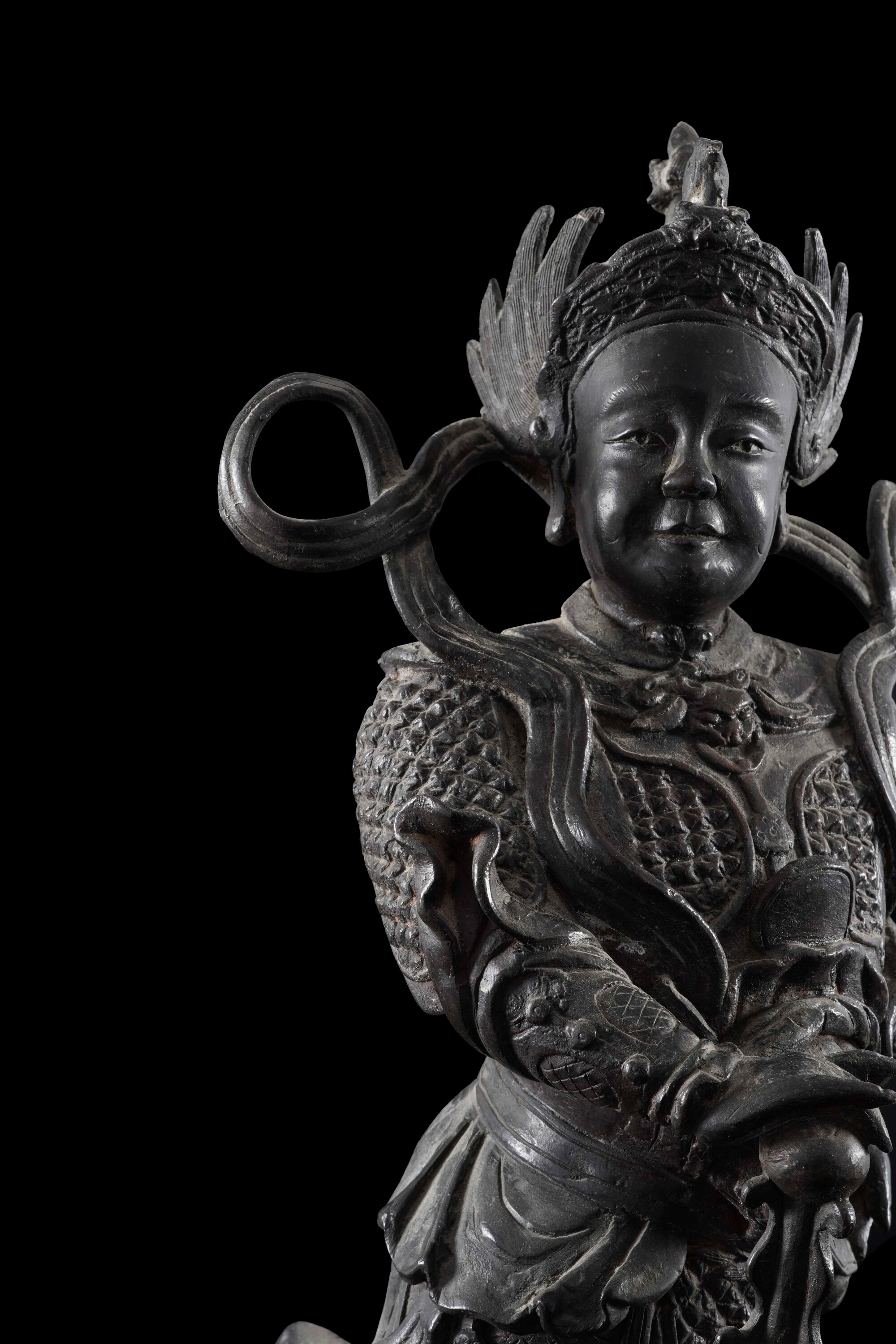 Skanda Bodhisattva, Grande figura in bronzo, Dinastia Ming (XVII secolo)