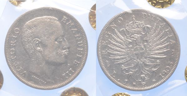 REGNO D'ITALIA. VITTORIO EMANUELE III DI SAVOIA, 1900-1946. 1 Lira 1905. Aquila sabauda.