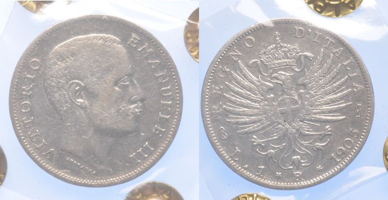 REGNO D'ITALIA. VITTORIO EMANUELE III DI SAVOIA, 1900-1946. 1 Lira 1905. Aquila sabauda.  - Asta Numismatica Light - Cambi Casa d'Aste