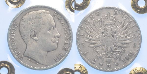 REGNO D'ITALIA. VITTORIO EMANUELE III DI SAVOIA, 1900-1946. 2 Lire 1901. Aquila sabauda.