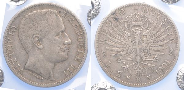 REGNO D'ITALIA. VITTORIO EMANUELE III DI SAVOIA, 1900-1946. 2 Lire 1901. Aquila sabauda.
