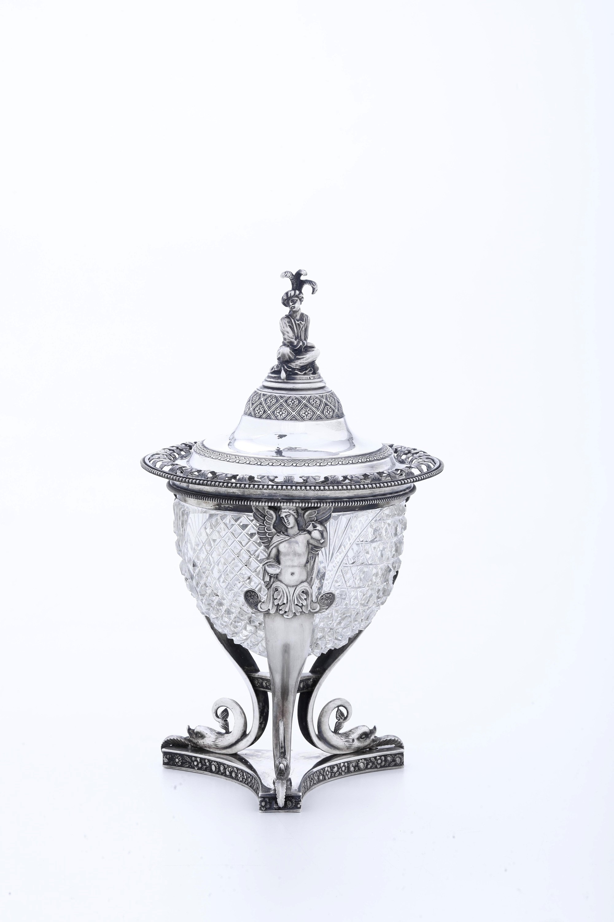 Franceschini (argentiere attivo a Milano, 1838–1864), Compostiera, argento fuso e sagomato con ve...