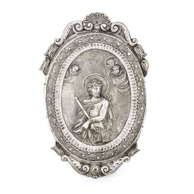 Ecce Homo, grande placca devozionale in argento fuso, sbalzato e cesellato (Napoli, XIX secolo)