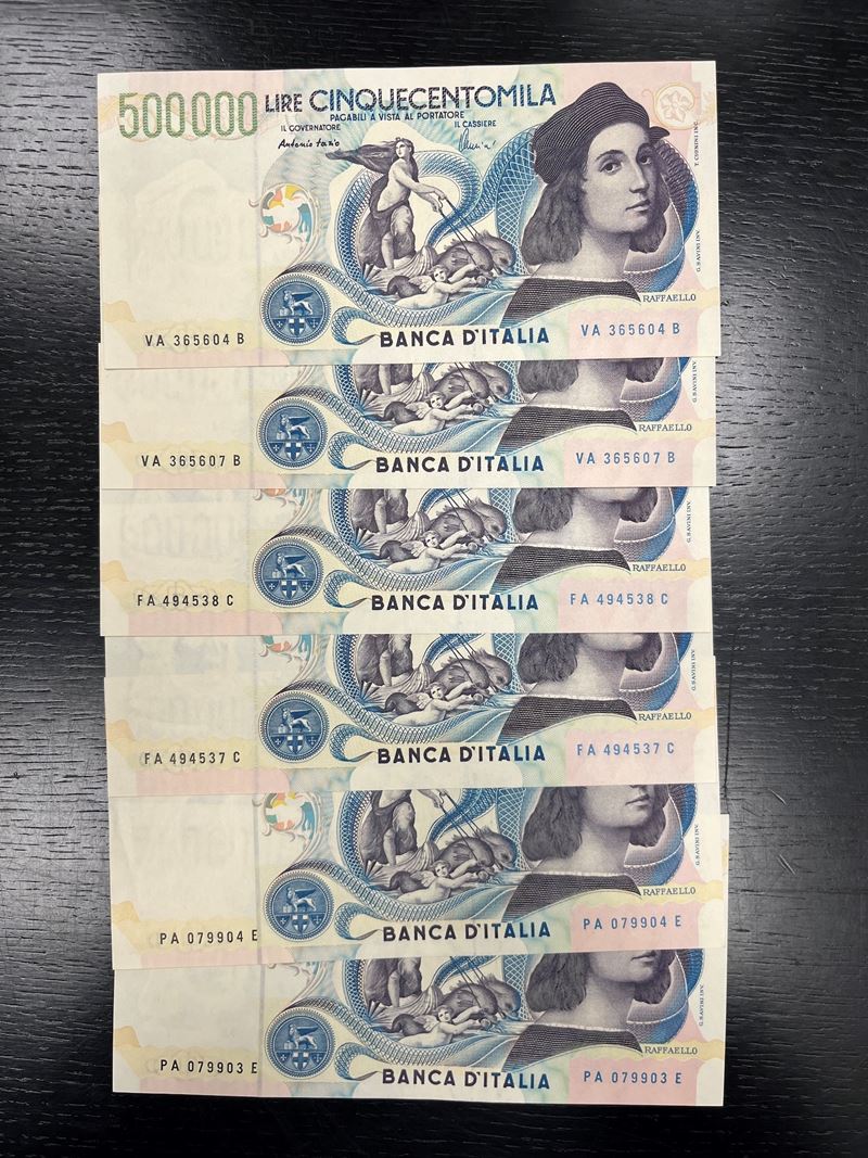 ITALIA REPUBBLICA. Lotto di 6 banconote.  - Auction Light Numismatics - Cambi Casa d'Aste
