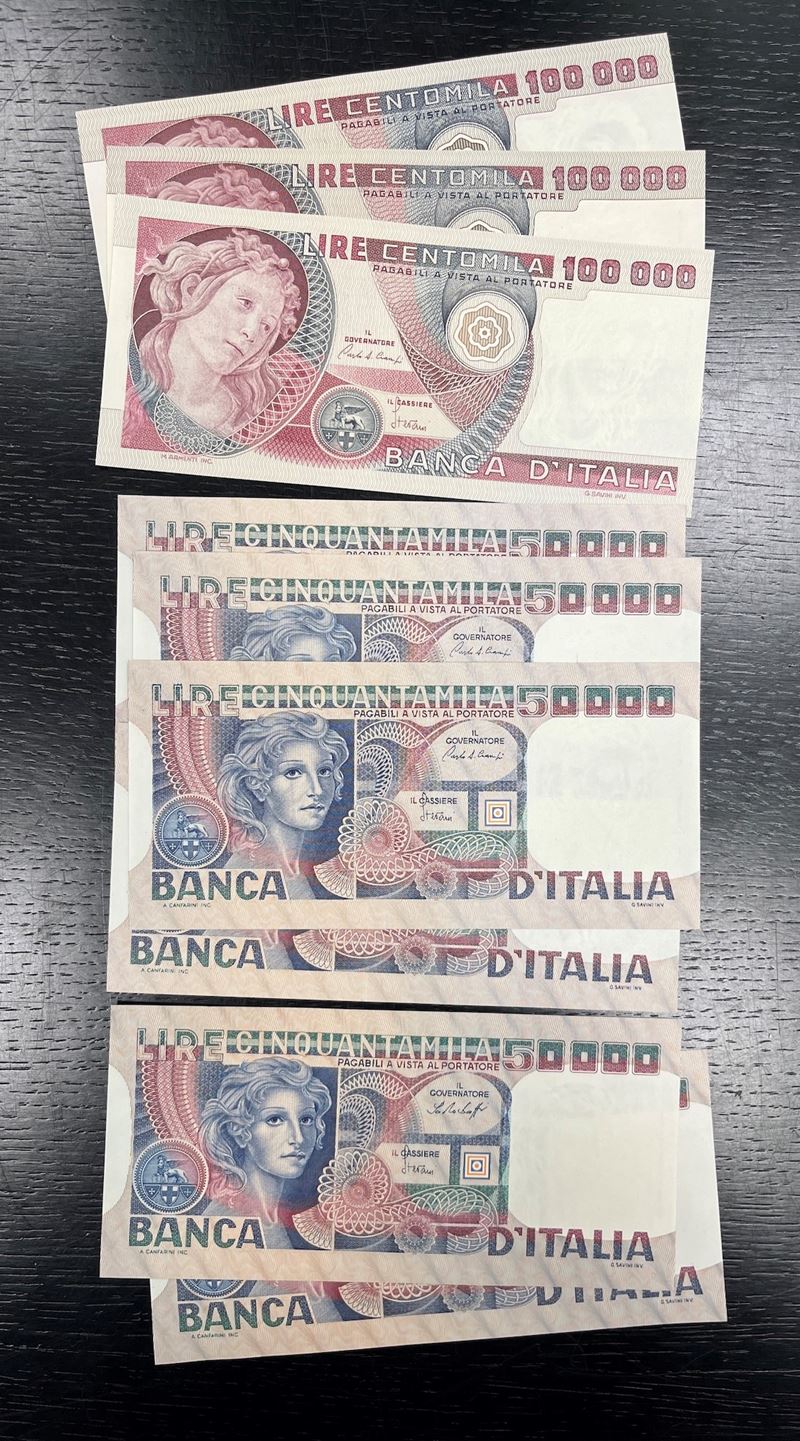 ITALIA REPUBBLICA. Lotto di 9 banconote.  - Asta Numismatica Light - Cambi Casa d'Aste