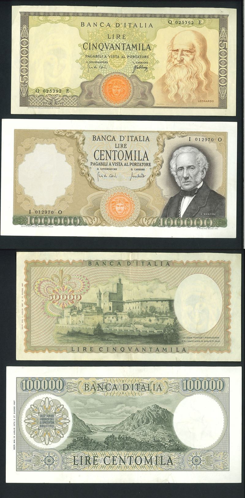 ITALIA REPUBBLICA. Lotto di 2 banconote.  - Auction Light Numismatics - Cambi Casa d'Aste
