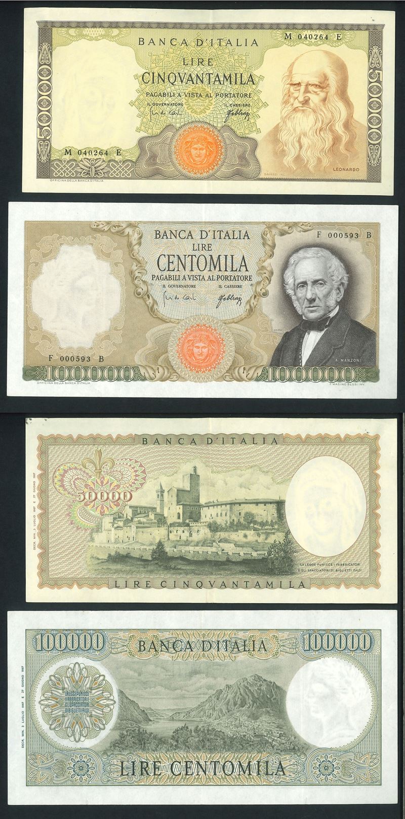 ITALIA REPUBBLICA. Lotto di 2 banconote.  - Auction Light Numismatics - Cambi Casa d'Aste