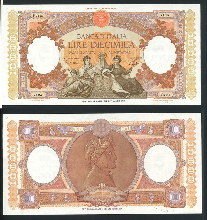 ITALIA REPUBBLICA. 10.000 Lire Regine del Mare 24/3/1962.  - Auction Light Numismatics - Cambi Casa d'Aste