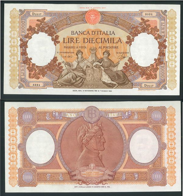 ITALIA REPUBBLICA. 10.000 Lire Regine del Mare 2/11/1961.