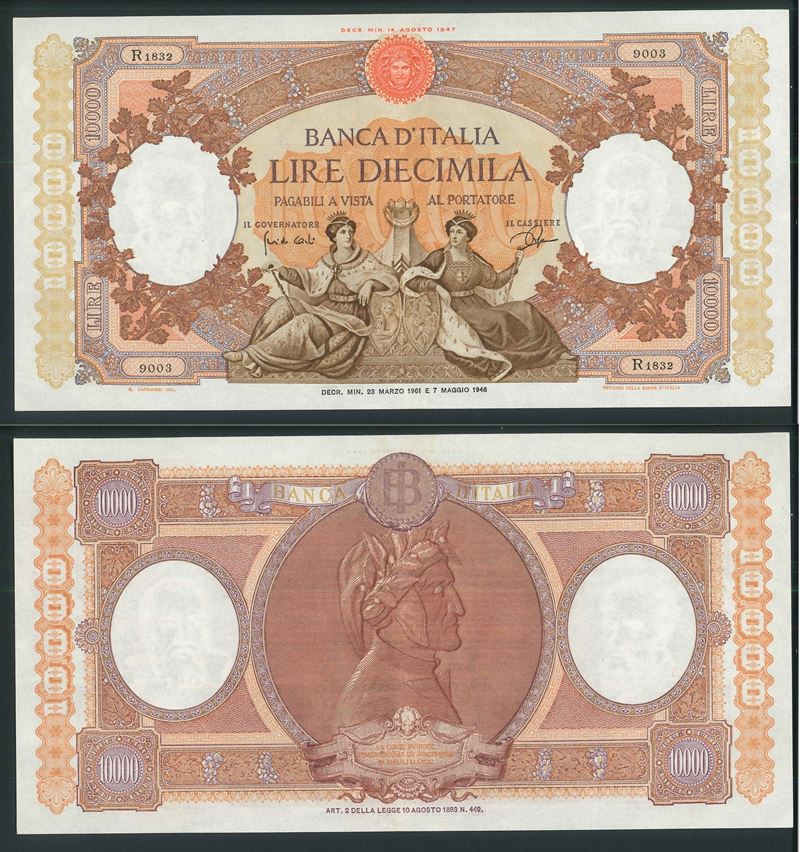 ITALIA REPUBBLICA. 10.000 Lire Regine del Mare 23/03/1961.  - Auction Light Numismatics - Cambi Casa d'Aste