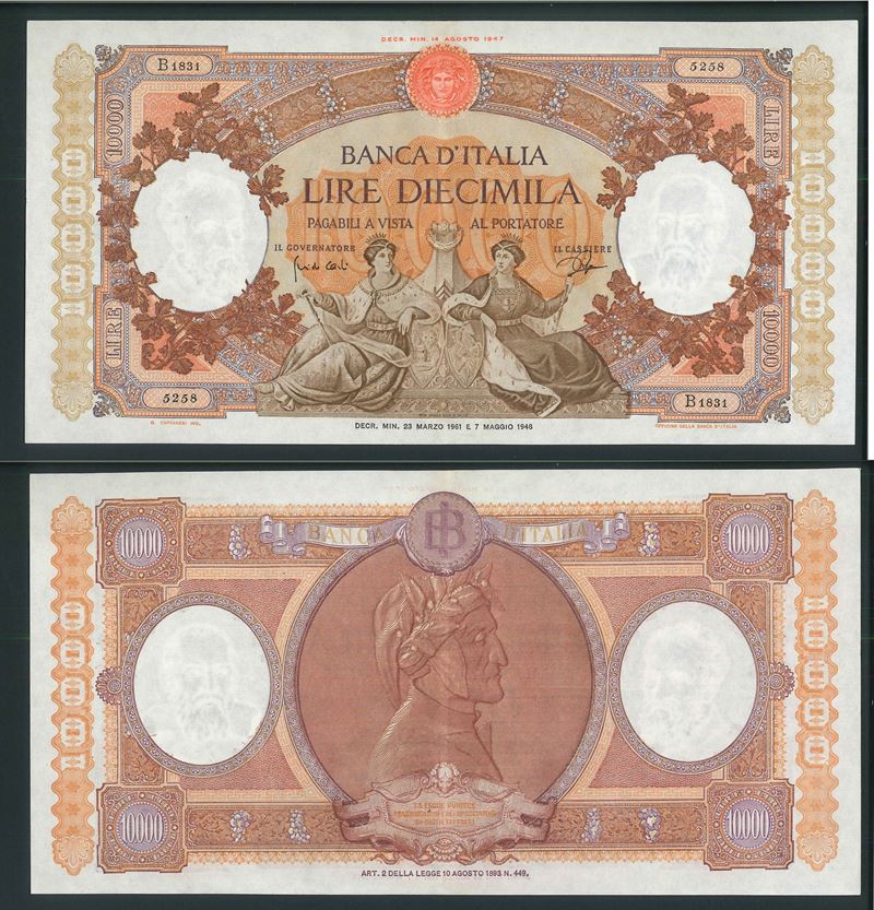 ITALIA REPUBBLICA. 10.000 Lire Regine del Mare 23/03/1961.  - Auction Light Numismatics - Cambi Casa d'Aste