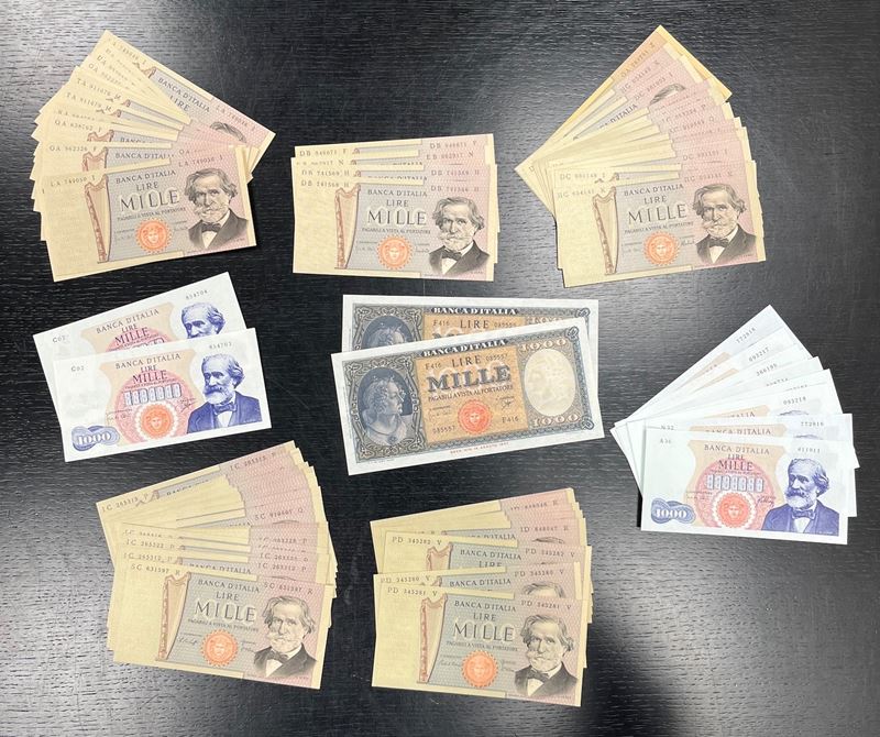 ITALIA REPUBBLICA. Lotto di 100 banconote.  - Asta Numismatica Light - Cambi Casa d'Aste