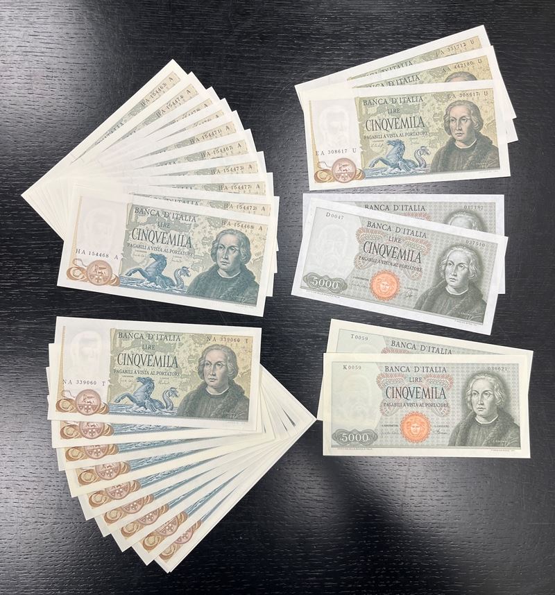 ITALIA REPUBBLICA. Lotto di 38 banconote.  - Asta Numismatica Light - Cambi Casa d'Aste
