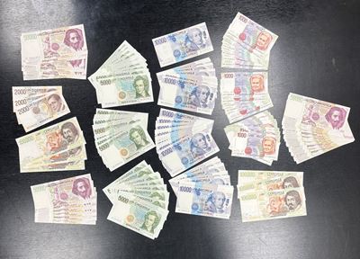 Italia Repubblica, Lotto di 184 banconote (diverse denominazioni)