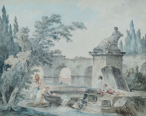 Hubert Robert - Lavandaie fra rovine classiche