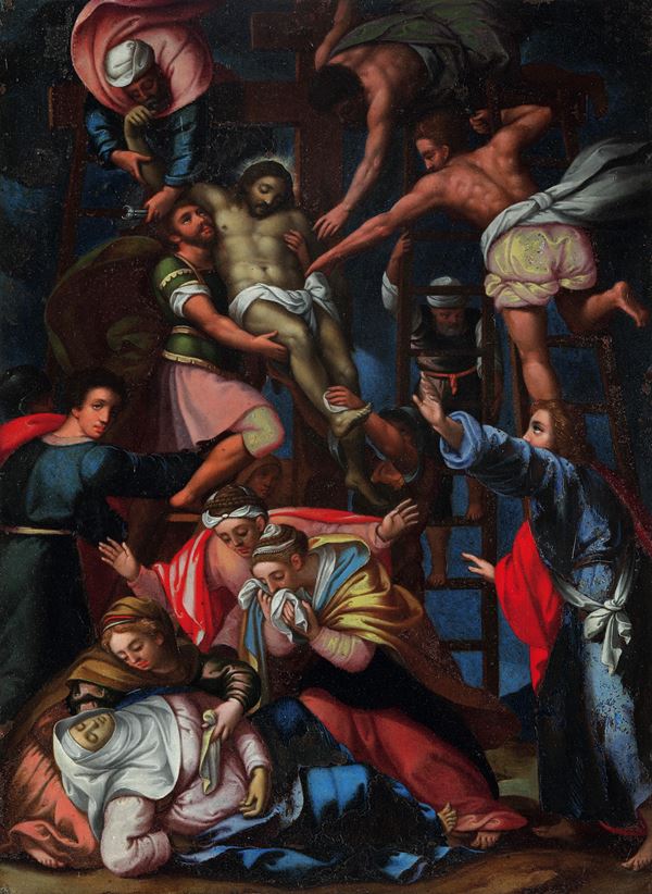 Scuola genovese del XVI-XVII secolo Deposizione dalla croce