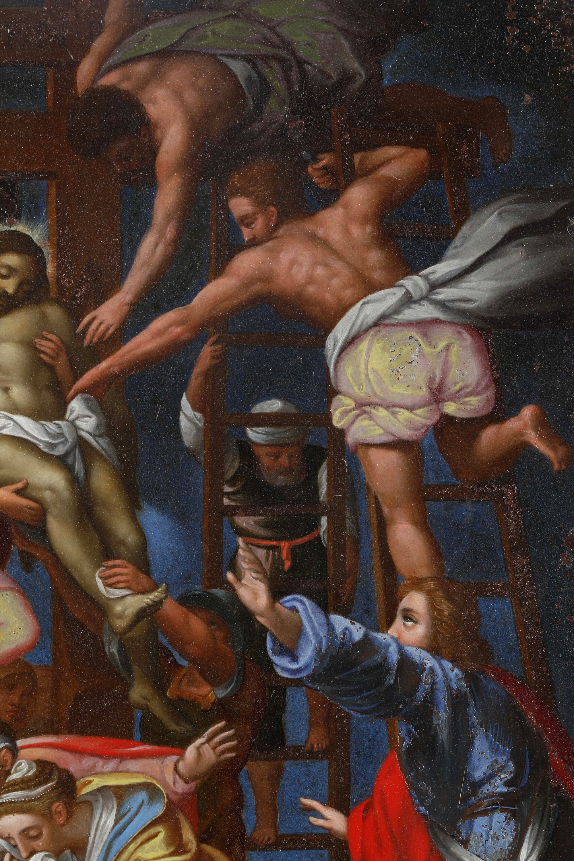 Scuola genovese (XVI-XXVII secolo), Deposizione dalla croce, olio su rame