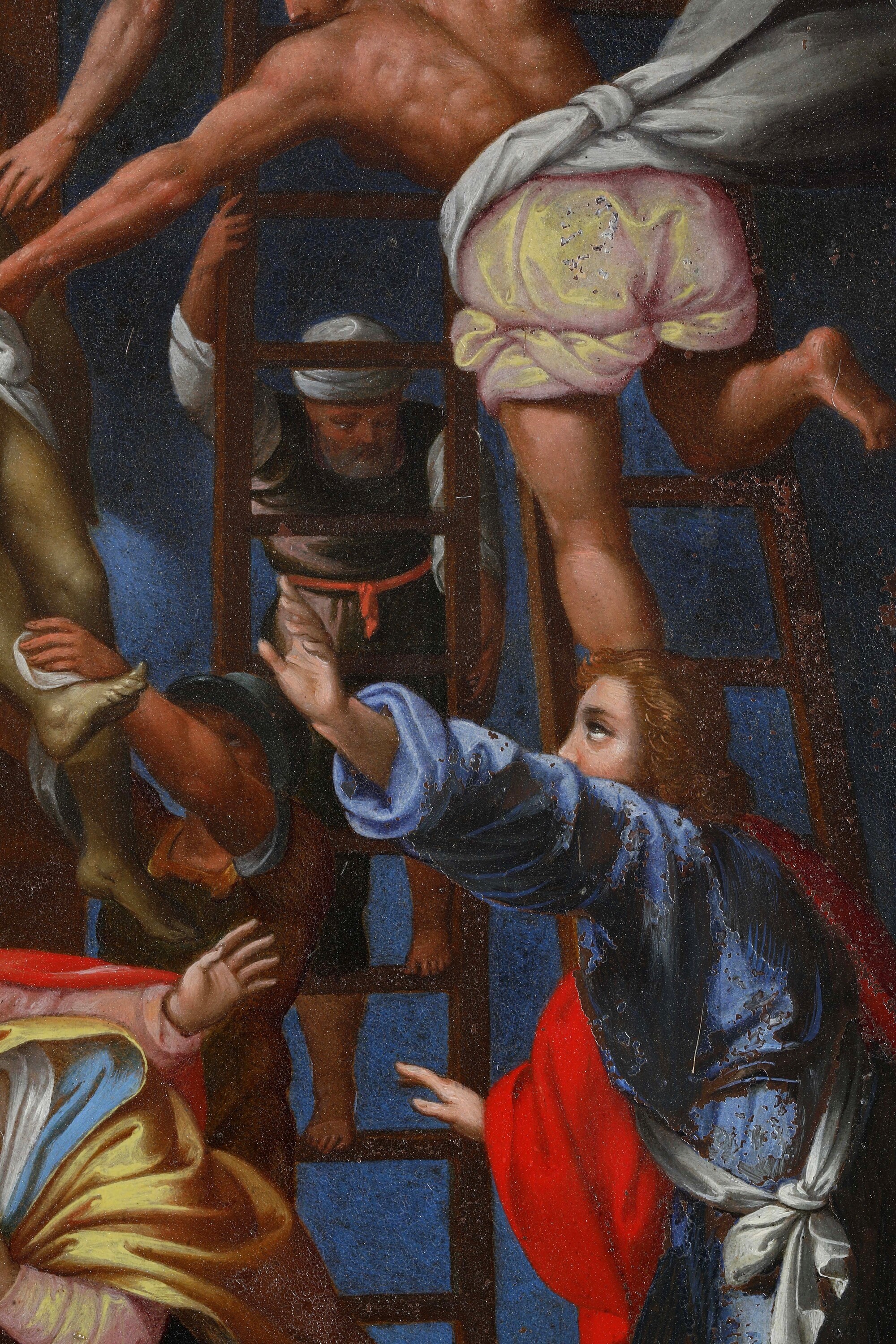 Scuola genovese (XVI-XXVII secolo), Deposizione dalla croce, olio su rame