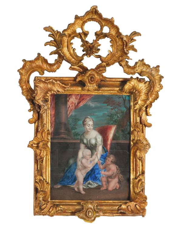 Scuola del XVIII secolo Madonna col bambino e San Giovannino