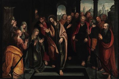 Pieter van Lint e collaboratori, Commiato di Cristo dalla madre e dagli Apostoli, olio su tela
