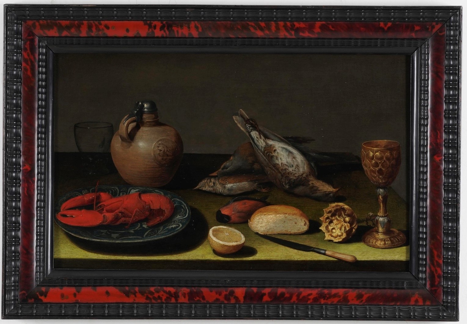 Alexander Adriaenssen - Natura morta con aragosta, uccelli ed oggetti vari
