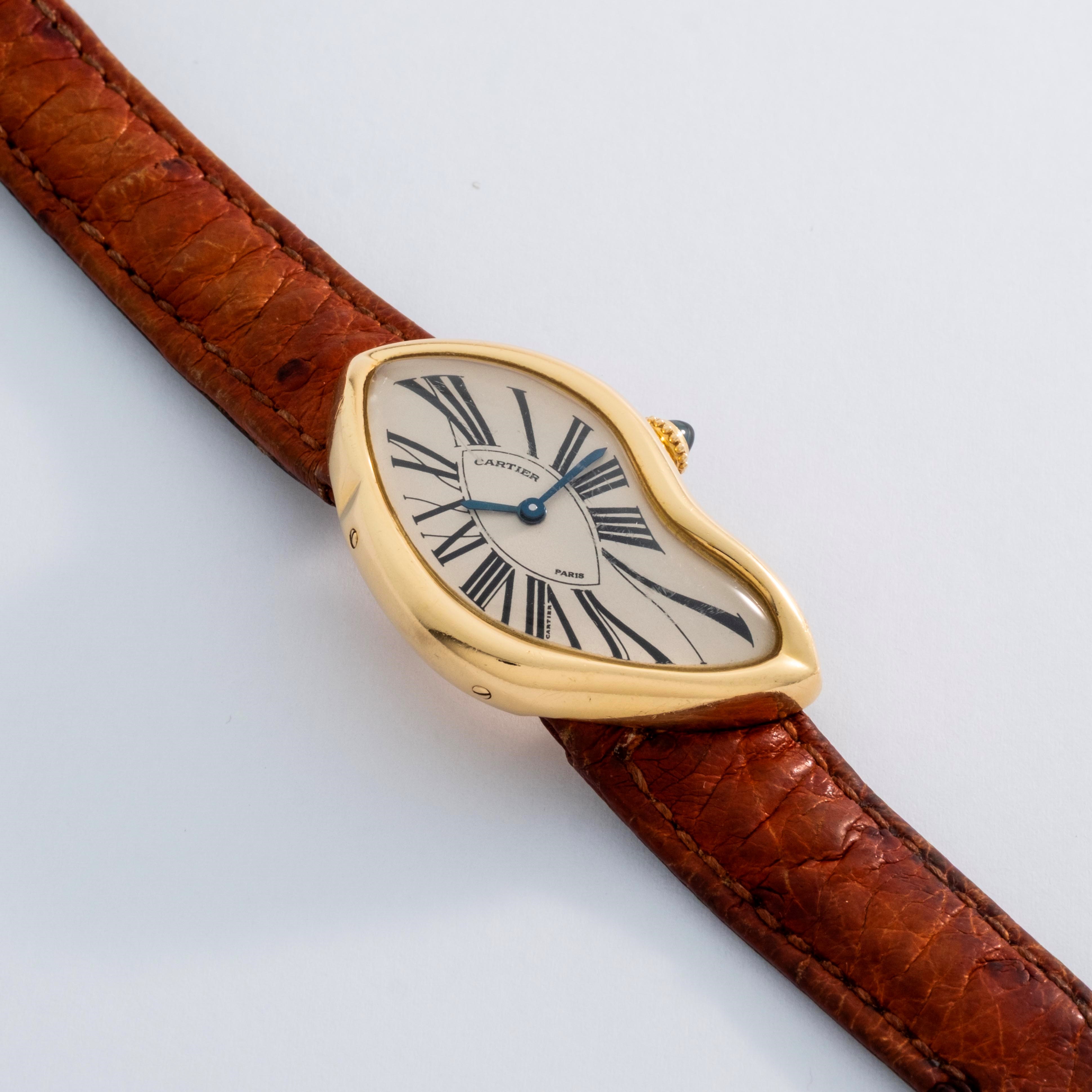 Cartier - Crash Paris, orologio da polso in oro giallo 18k con cassa asimmetrica e deployante ori...