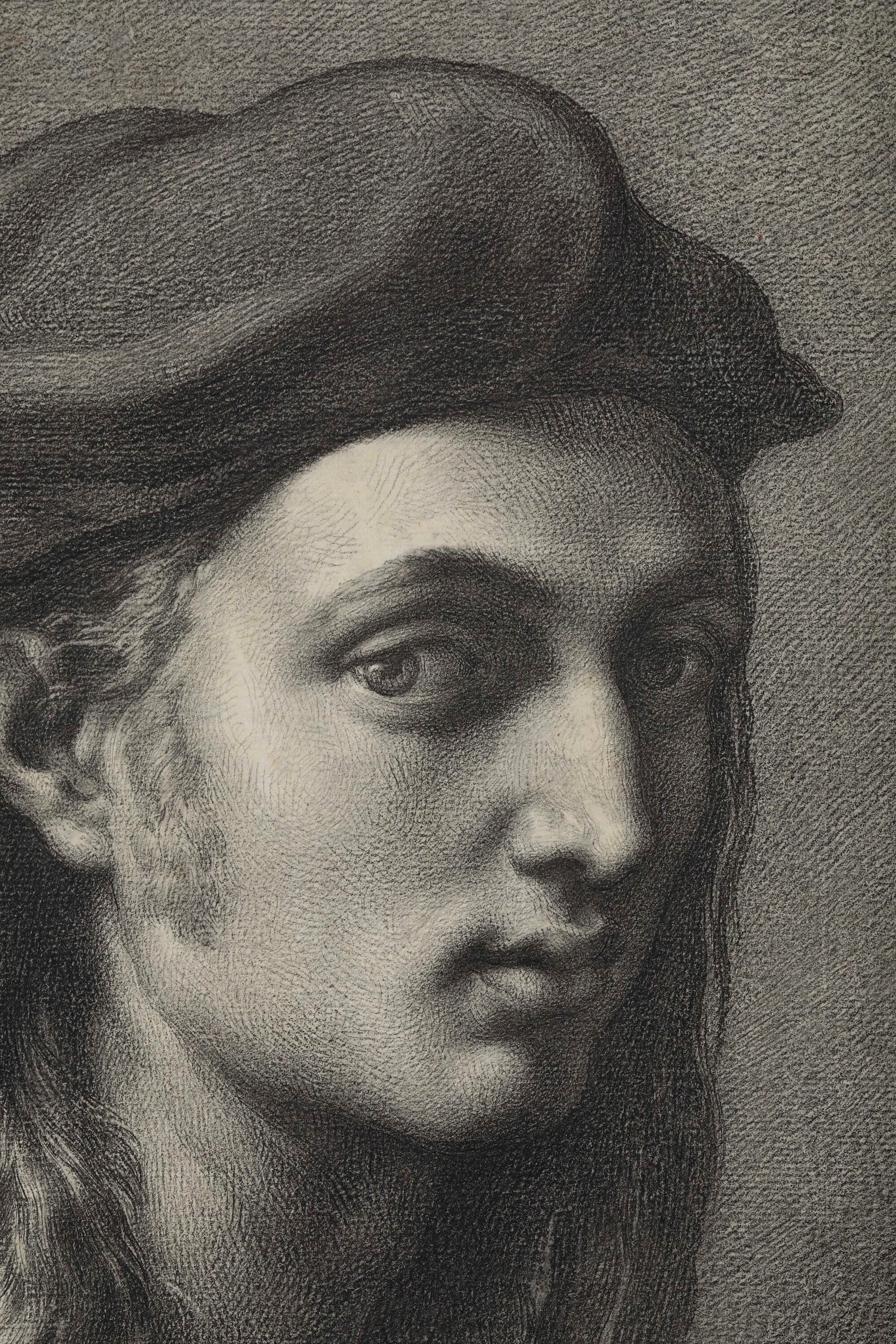 Vincenzo Camuccini - Studio dell'autoritratto di Raffaello, matita nera su carta