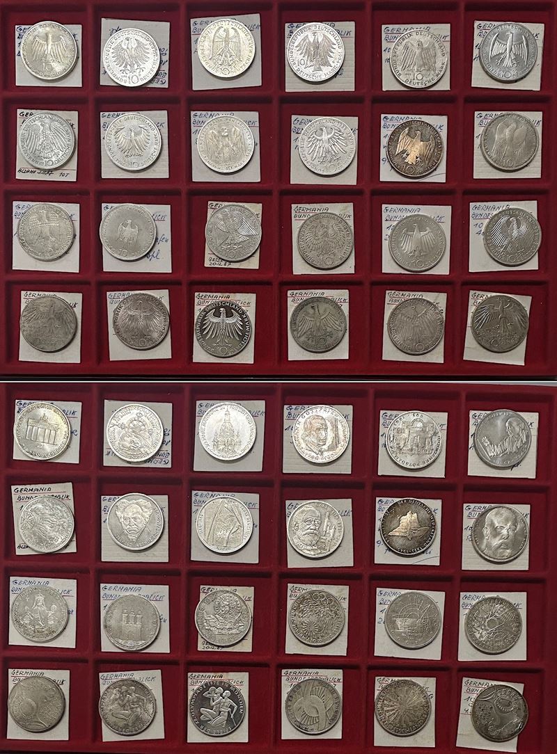 GERMANIA FEDERALE. Lotto di ventiquattro monete da dieci marchi commemorative in argento.  - Asta Numismatica Light - Cambi Casa d'Aste